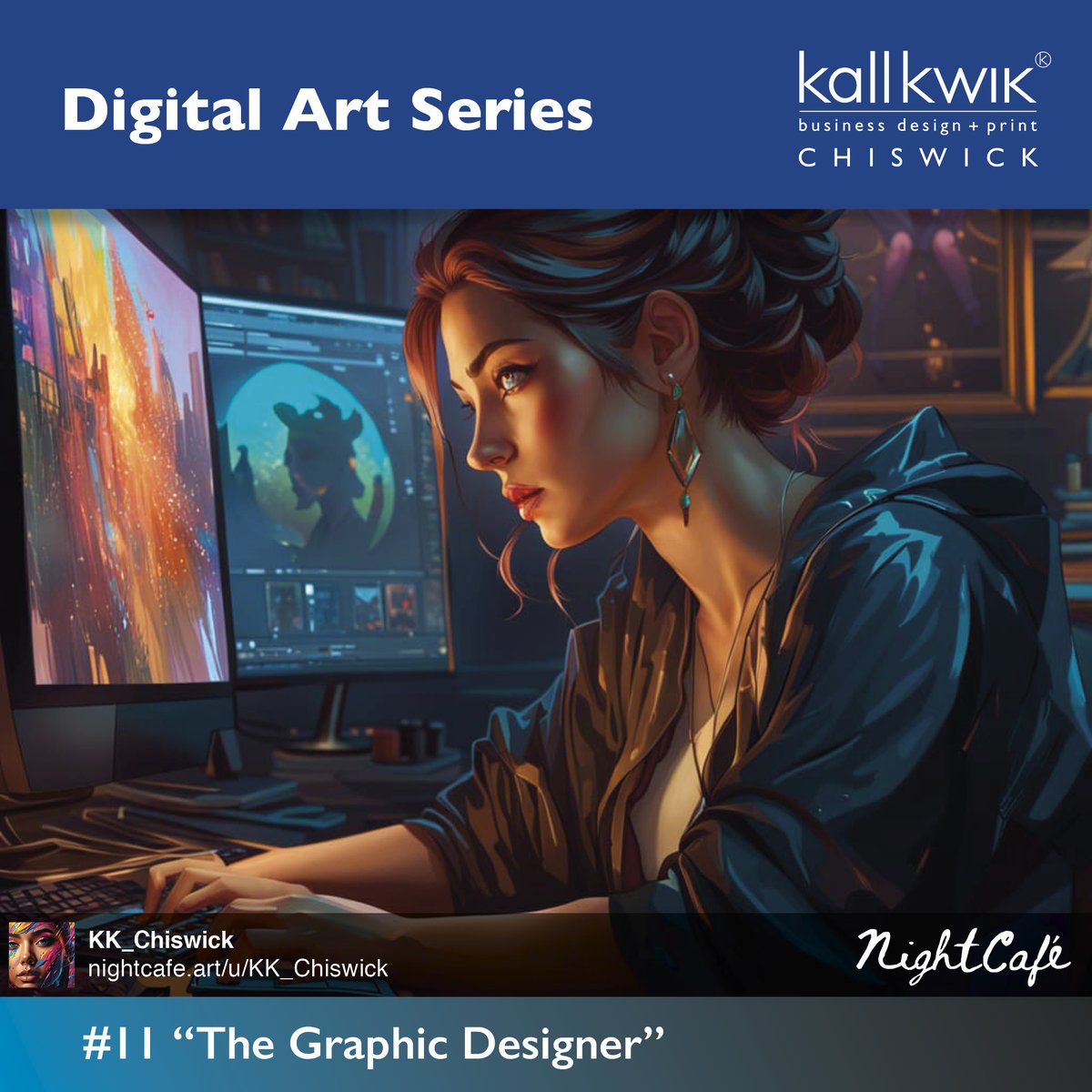 11th of digital artworks inspired by the world of design &amp; print.
Sometimes very random or wacky.
No 11:  “The Graphic Designer”

created on the NightCafe site.
@nightcafestudio

#Chiswick #printing #posters #bannerdesign #pullups #outdoordesign #outdoorbanner #graphicdesign