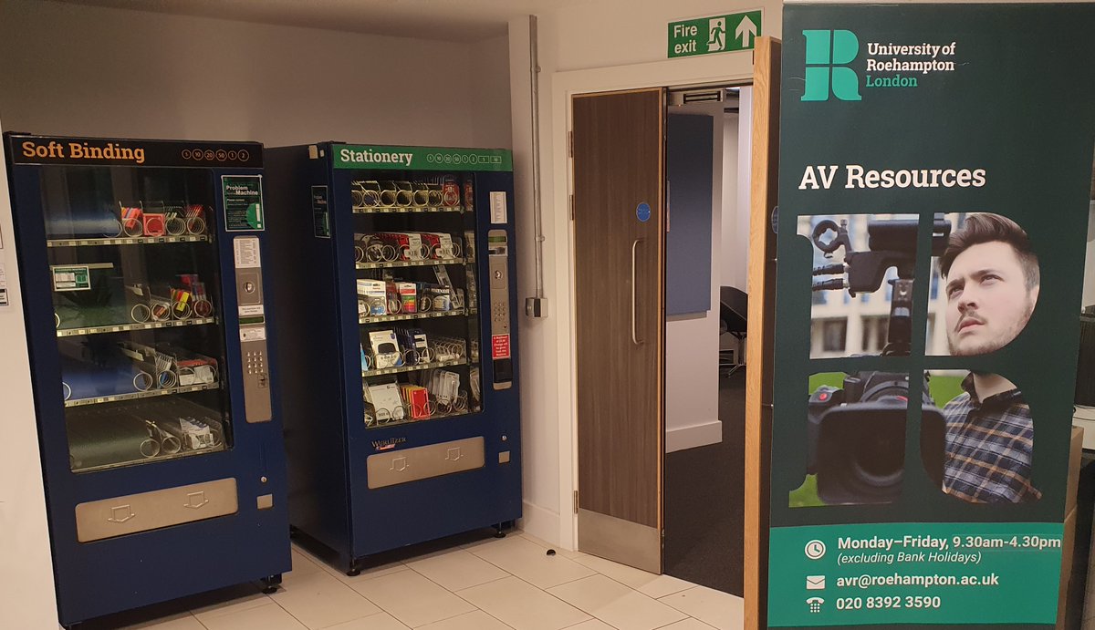 Attention new students!!

The AVR Vending machines have a host of different equipment for all your student needs! 
You can also purchase from the online store: estore.roehampton.ac.uk/product-catalo…… and collect at the AVR front desk in Sir David Bell. We are open Mon-Fri 9:30-4:30pm.