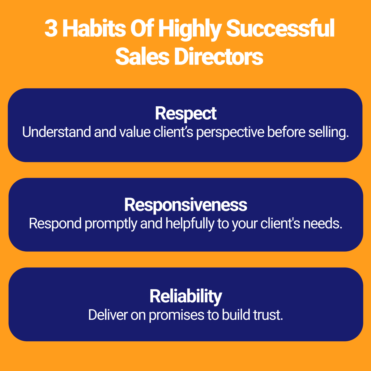 YourFlock's tweet photo. Are you working in sales? Here are 3 simple habits that can really up your game when put into practice.
Respect, Responsiveness, Reliability
If you are keen to raise your sales skills sign up for our AI Coach at https://t.co/i8p37rM95b
#sales #coaching #salescoaching https://t.co/7tDK63JbvG