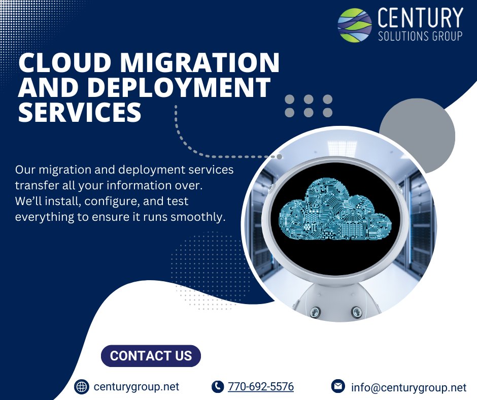 CenturyGroupIT's tweet photo. Ready to level up your IT game? 💻 Century Solutions Group makes IT migration and deployment a breeze! From installation to testing, we've got you covered. Experience seamless operations and top performance. Check us out: https://t.co/jI6DfTvz2g #TechPros #ITExcellence 🔧🚀 https://t.co/hIcoCm5ECH