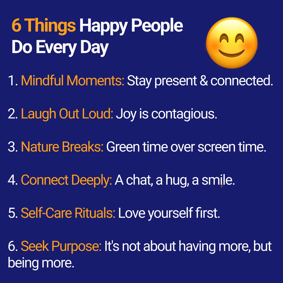 YourFlock's tweet photo. Who doesn't want to be happy?
Here are 6 simple habits you can practice to stay happy.
We hope you find it useful!
#happy #ai #coaching https://t.co/9sXTgSCKsl