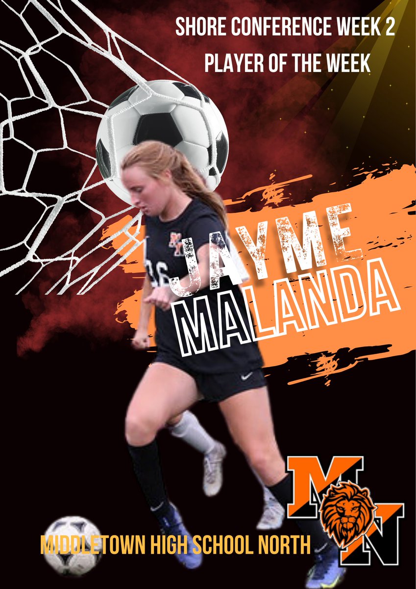 Congratulations JAYME MALANDA on being named Shore Conference Week 2 Player of the Week for the A-North Division <a href="/napoli_fred/">MN Soccer</a> @Mr_KCullen <a href="/HighSchoolNorth/">High School North</a>
