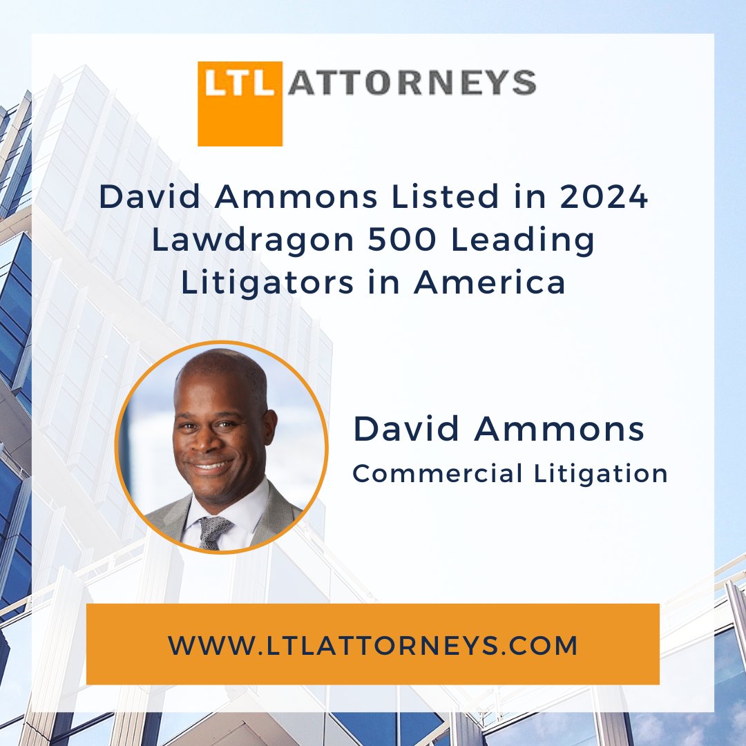 LTL Attorneys is proud to announce that David Ammons has been selected to the 2024 Lawdragon 500 Leading Litigators in America list for his accomplishments in Commercial Litigation.

Read more: ltlattorneys.com/firm-news/davi…

#LTLAttorneys #Lawdragon500 #CommercialLitigation