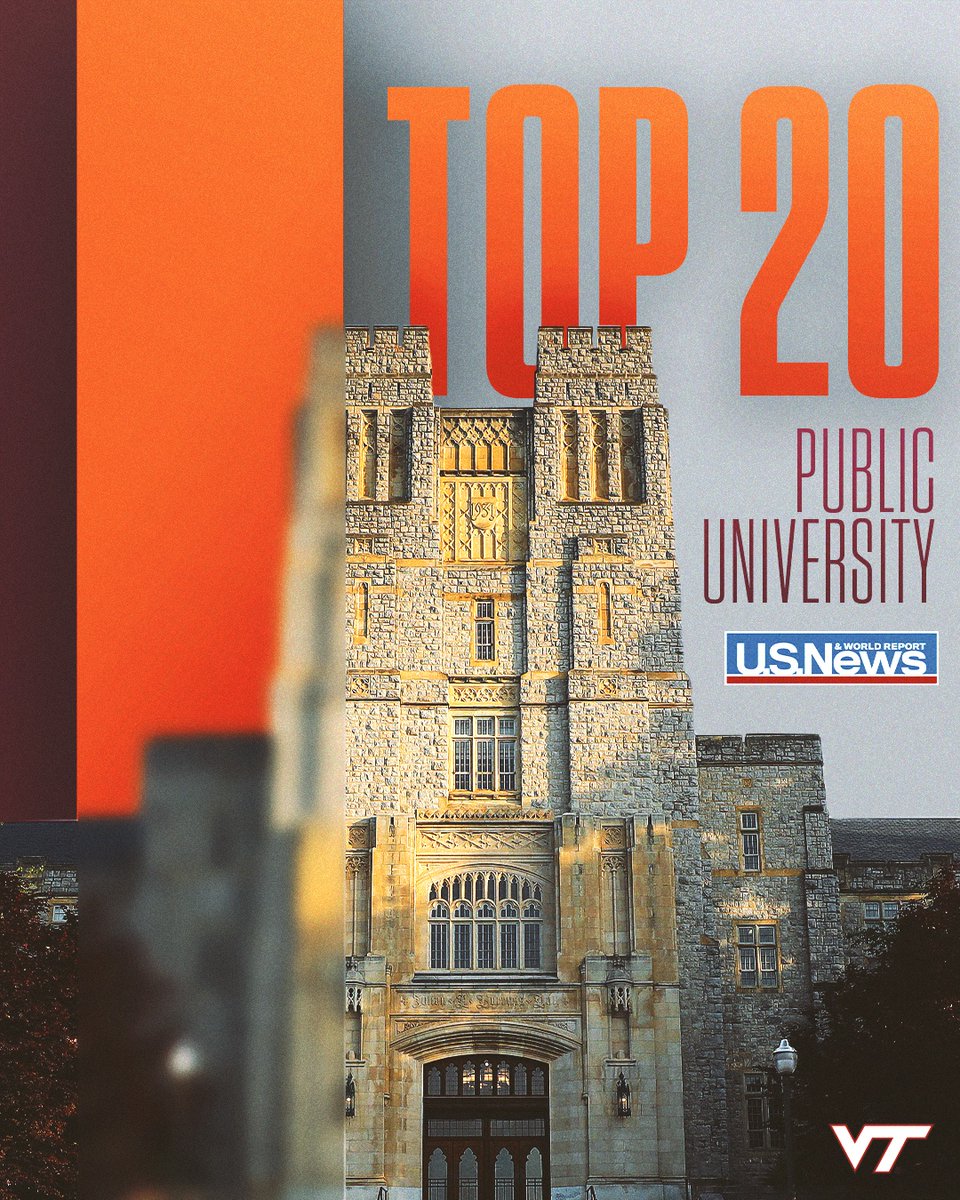 hokiesports's tweet photo. 𝗦𝗲𝘁𝘁𝗶𝗻𝗴 𝘁𝗵𝗲 𝘀𝘁𝗮𝗻𝗱𝗮𝗿𝗱 👏

Such an amazing recognition to be in the Top 20 of public universities in the U.S.! https://t.co/vqO8jEZw27