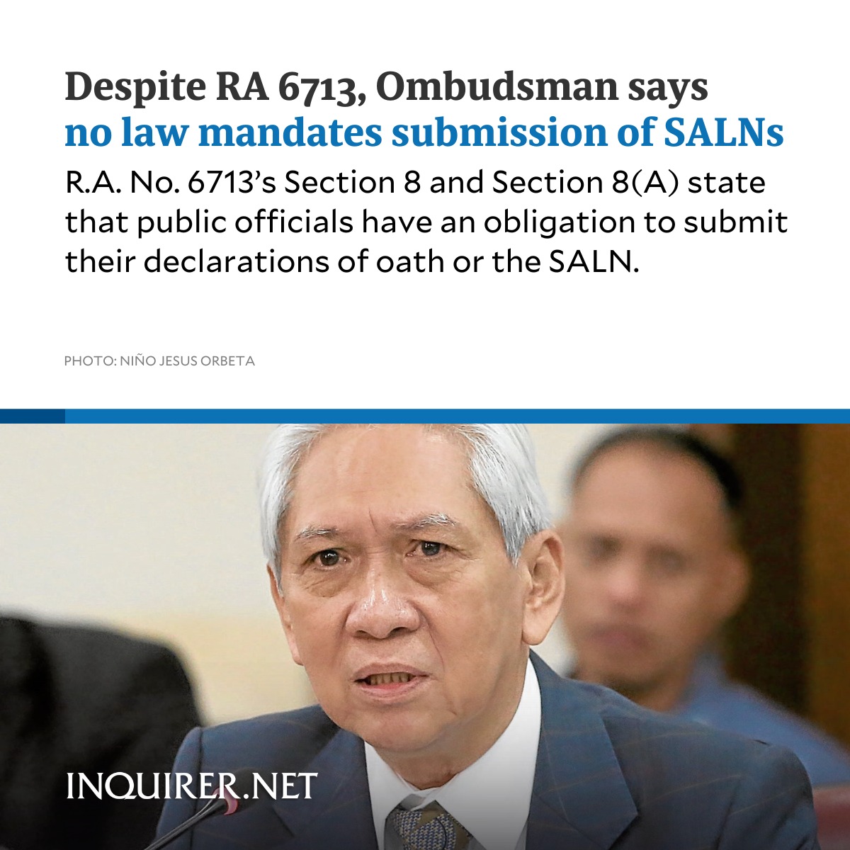 inquirerdotnet's tweet photo. According to Section 8 of R.A. 6713, “public officials and employees have an obligation to accomplish and submit declarations under oath of, and the public has the right to know, their assets, liabilities, net worth, and financial and business interests.”

READ: https://t.co/KzBmnqB8MQ