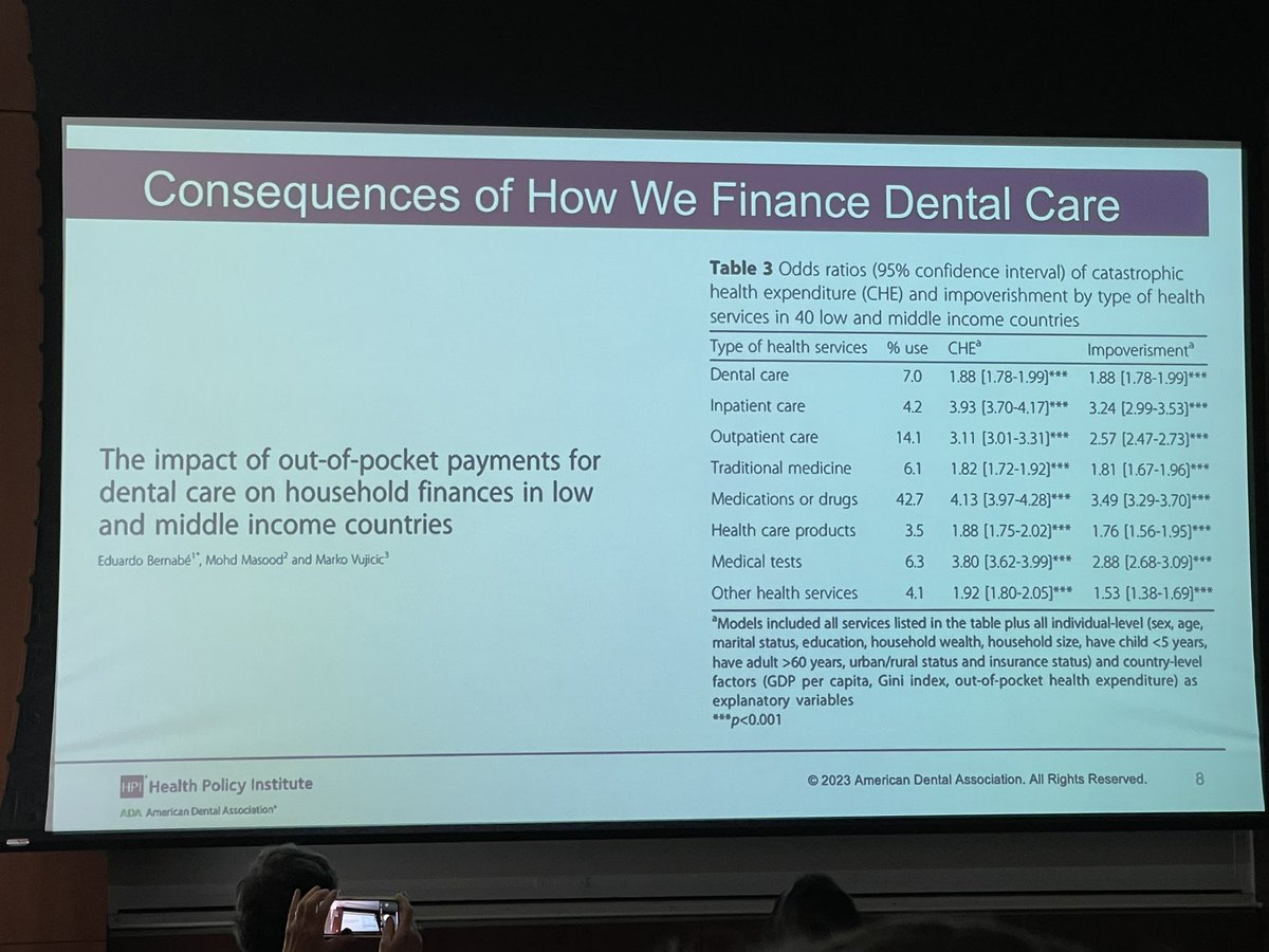docfromtheblock's tweet photo. Financing models for oral health services need to be drastically revisited if we want to expand universal health coverage for #oralhealth. Current models are contributing to impoverishment. Critical points by Dr Mario Vujicic chief economist of the American Dental Association https://t.co/xmTQBc7R1z