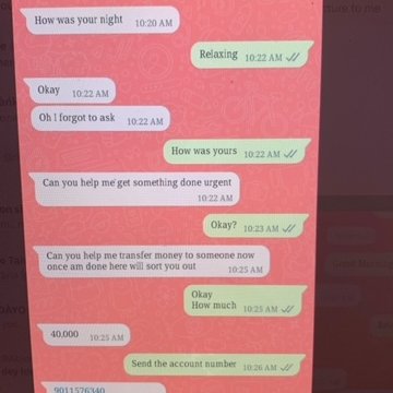 theolabodeeko's tweet photo. Hi everyone, 
Please, I need your help to help me find these criminals who have been trying to scam all my contacts for money since they robbed me two nights ago. They've gotten some money and are still trying. Cant log in to my whatsapp until I retrieve my line (process ongoing) https://t.co/g31Vcp1VLp