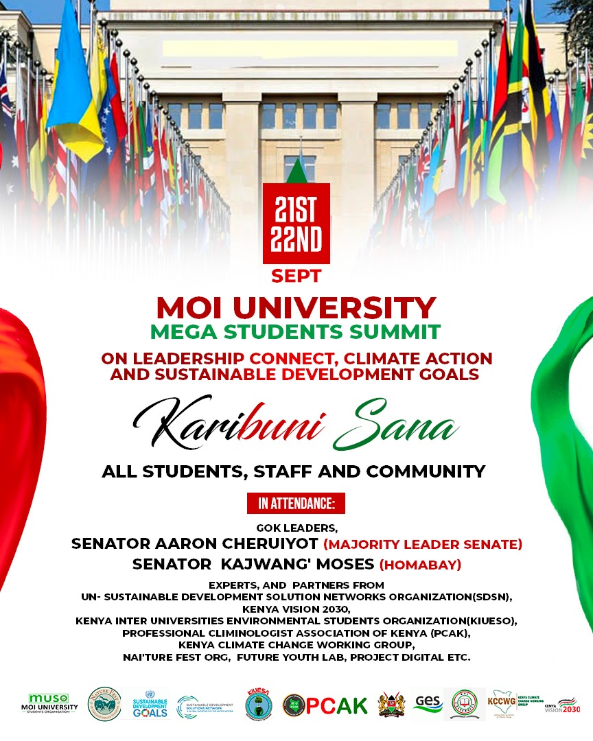 Join us for a Summit on Sustainable environmenta at  @MoiUniversity_ starting tomorrow.Learn about the latest research and best practices for protecting our planet and creating a more sustainable future based on the unpredictable  climate patterns. #SustainableEnvironment  #Mu