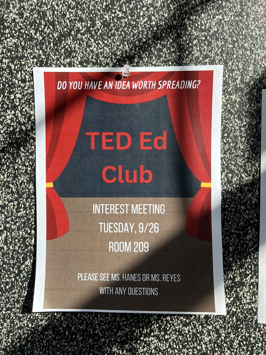 Do YOU have an idea worth spreading?! Come join us at the @MineolaMS TED Ed Club to make your voice heard. Our interest meeting is Tuesday, 9/26, at 2:45 pm. We will meet in Room 209. See you there! 💡🎙️🗣️ @MsReyes308