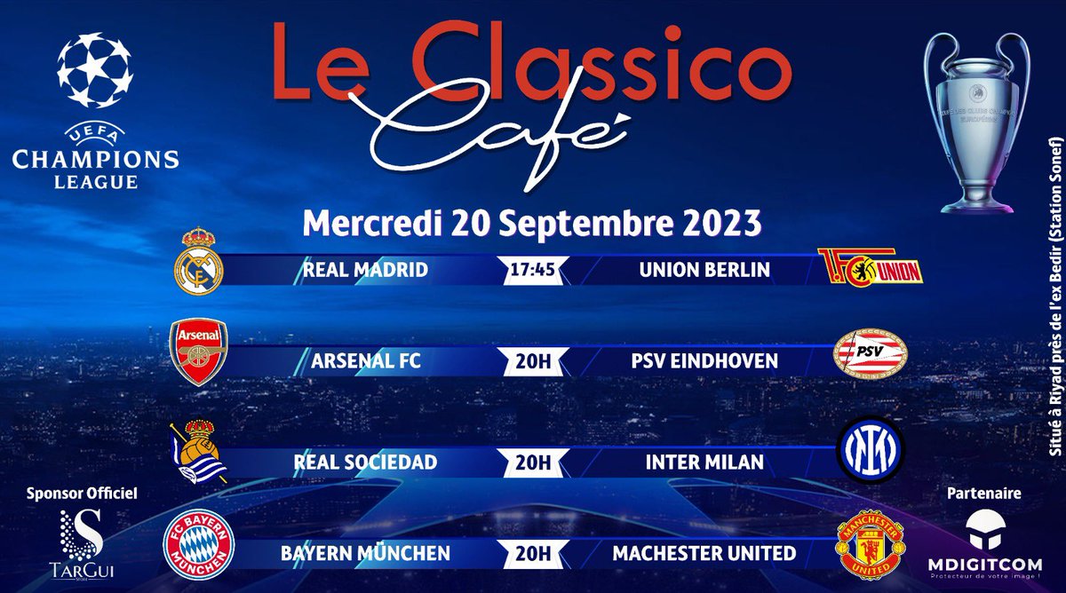 🚨 LA LIGUE DES #CHAMPIONS EST DE RETOUR 🔙 pour votre plus grand bonheur 🤩

NB: Ne craignez aucune coupure😉, nous vous assurons l’intégralité des matchs.

RYAD station Sonef sur le goudron menant vers EX Bedir

 #uefachampionsleague #leaguedeschampions