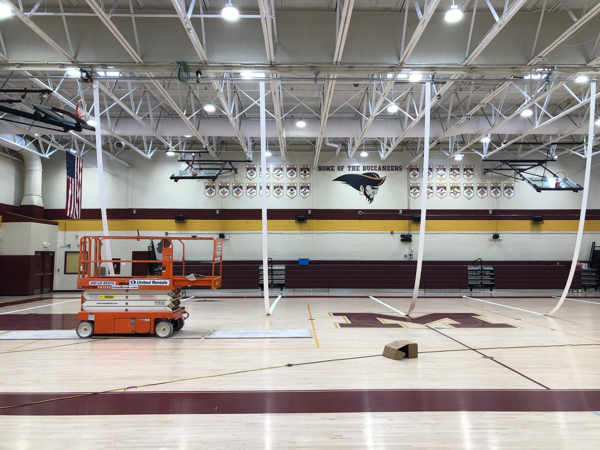 Draper divider curtain installed at Milford High School #drapergymcurtain