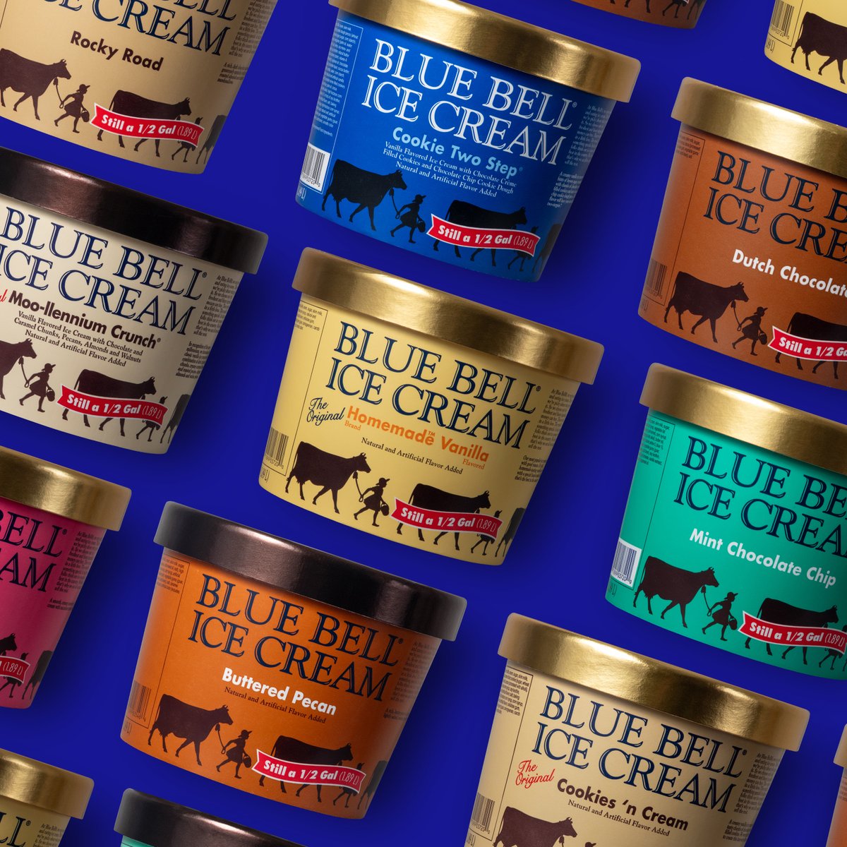 ILoveBlueBell's tweet photo. So many delicious choices! What’s your go-to flavor of Blue Bell? Visit https://t.co/7LmV7CmuNF for our complete lineup of products now in stores. #bluebell #icecream #bluebellicecream https://t.co/EcXssyIBAF