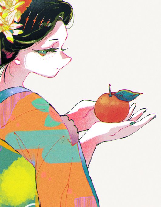 「holding mandarin orange」 illustration images(Latest)｜2pages