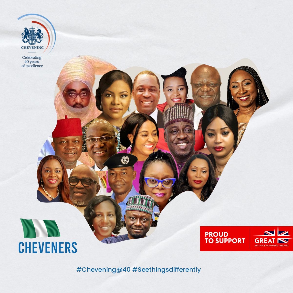 UKinNigeria's tweet photo. As we mark 40 years of #Chevening Awards in Nigeria, we celebrate some of our notable Cheveners who continue to make an impact in the society while inspiring the younger generation!  

#ChooseChevening #Cheveningat40  #GREAT 
#SeeThingsDifferently https://t.co/kzb8EMSPI3