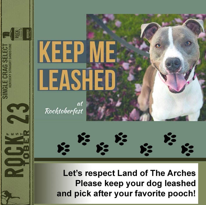 Just a reminder: Land of the Arches Campground is allowing dogs for Rocktoberfest, as long as they're leashed.

Land of the Arches is making an exception for this event, so let's show them that we appreciate it by keeping our furry, four-legged buddies leashed.
#rocktoberfest2023