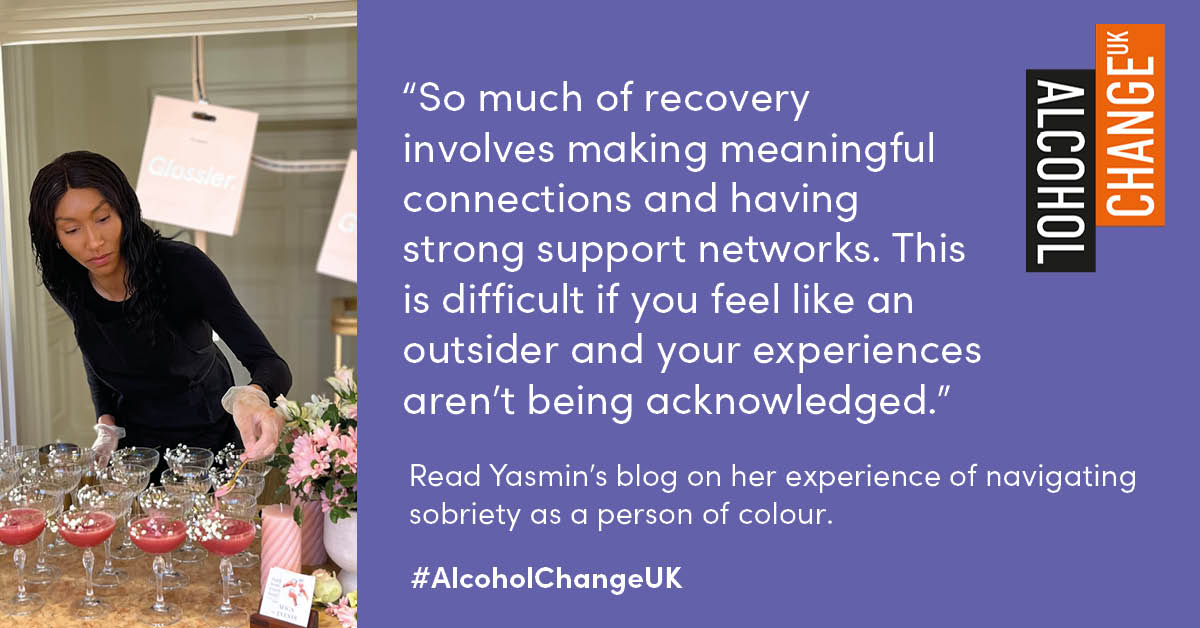 "So much of recovery involves making meaningful connections and having strong support networks." 

Read Yasmin's blog, founder of <a href="/Align_events_/">Align Events</a>, from our #SoberSpring series on her experience of navigating sobriety as a person of colour: alcoholchange.org.uk/blog/2023/maki…