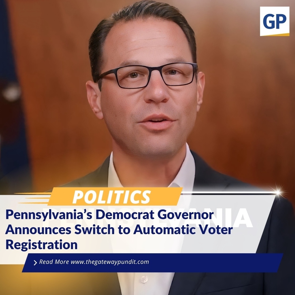 gatewaypundit's tweet photo. Pennsylvania’s Democrat Governor Josh Shapiro on Tuesday announced his state will automatically register people to vote while getting their driver’s licenses.

“Today, I’m proud to announce that for the first time ever, Pennsylvania is an automatic voter registration state,”… https://t.co/PCEd31rrpm