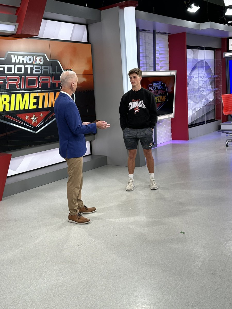 NewtonCardsFB's tweet photo. Grateful for the opportunities we have had this week getting ready for our game this Friday. Thank you to WHO for having us down at the studio and WOI for stopping by practice yesterday. We are excited for the opportunity to represent our community Friday night! #cfla #redpride https://t.co/bl2LUZj91t