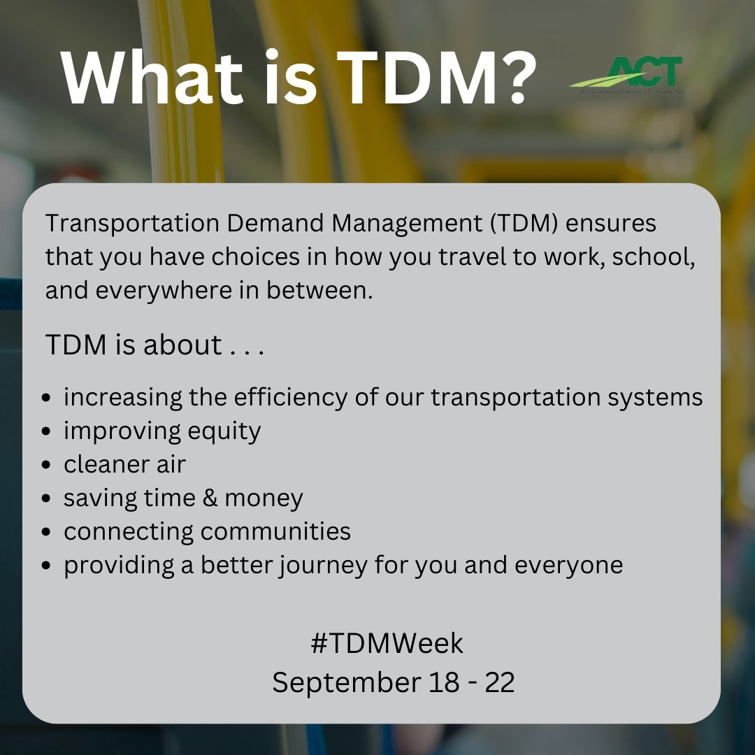 OneCommute's tweet photo. #TDMWeek, Let’s celebrate the positive impact that TDM makes for all travelers and all communities! Post a comment here on what you are doing to celebrate TDM Week! #OneCommute https://t.co/Cs1CwmZslE