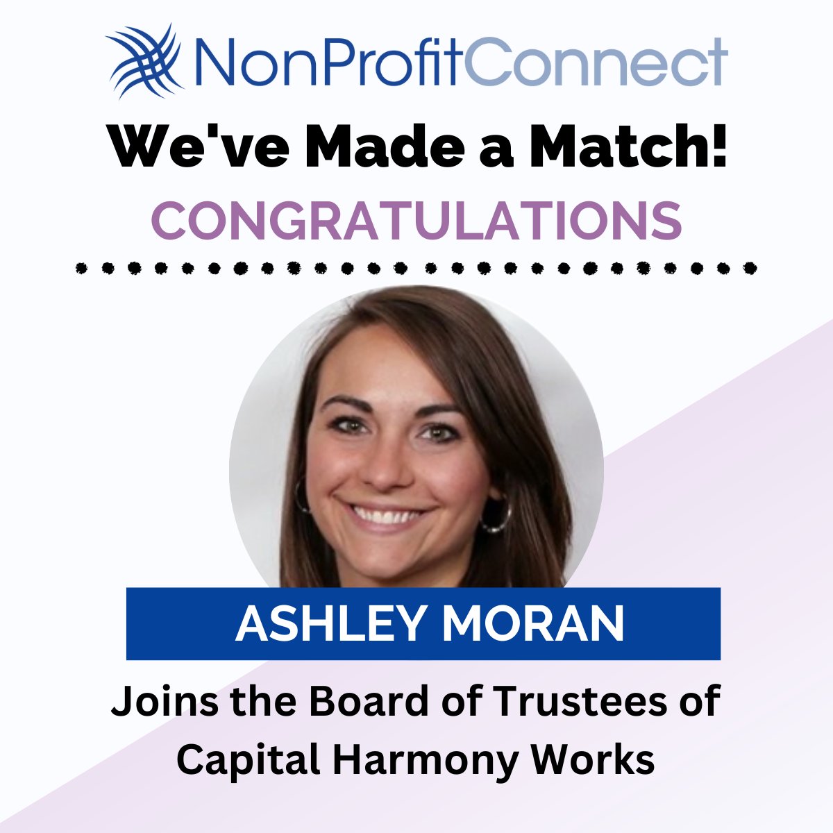 NPConnectNJ's tweet image. What a lovely trifecta?! Congratulations to Anniesha Walker, Ashley Moran, and Valerie Popp for being elected to the Board of Trustees of Capital Harmony Works. Rumor has it that 7 of the 16 board members on Capital Harmony Works' Board of Trustees came from our matching 😎.