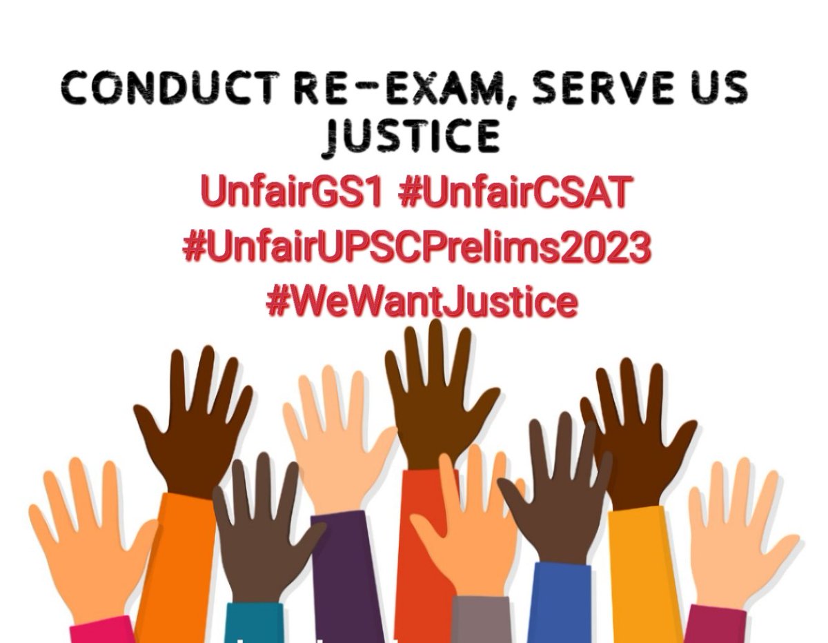 GS1 paper in UPSC Prelims 2023 was vaguely set & CSAT paper was not based on the prescribed syllabus. UPSC is playing with innocent lives by promoting luck factor(tukkebazi). We want JUSTICE, we want REEXAM
#UnfairGS1 #UnfairCSAT
#ConductReexam
#UnfairUPSCPrelims2023