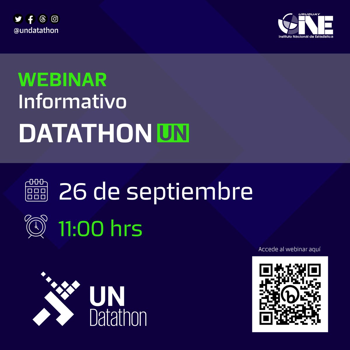 ine_uruguay's tweet image. 📢¡Unite el próximo martes al webinar informativo del @UNDatathon !

💡Vas a conocer:
✅Los objetivos de la Datathon
✅Los requisitos para participar
Y mucho más

📲Para acceder al webinar, haz clic aquí: bit.ly/3PimcEg 

¡No te lo pierdas!

#UNdatathon #ODS