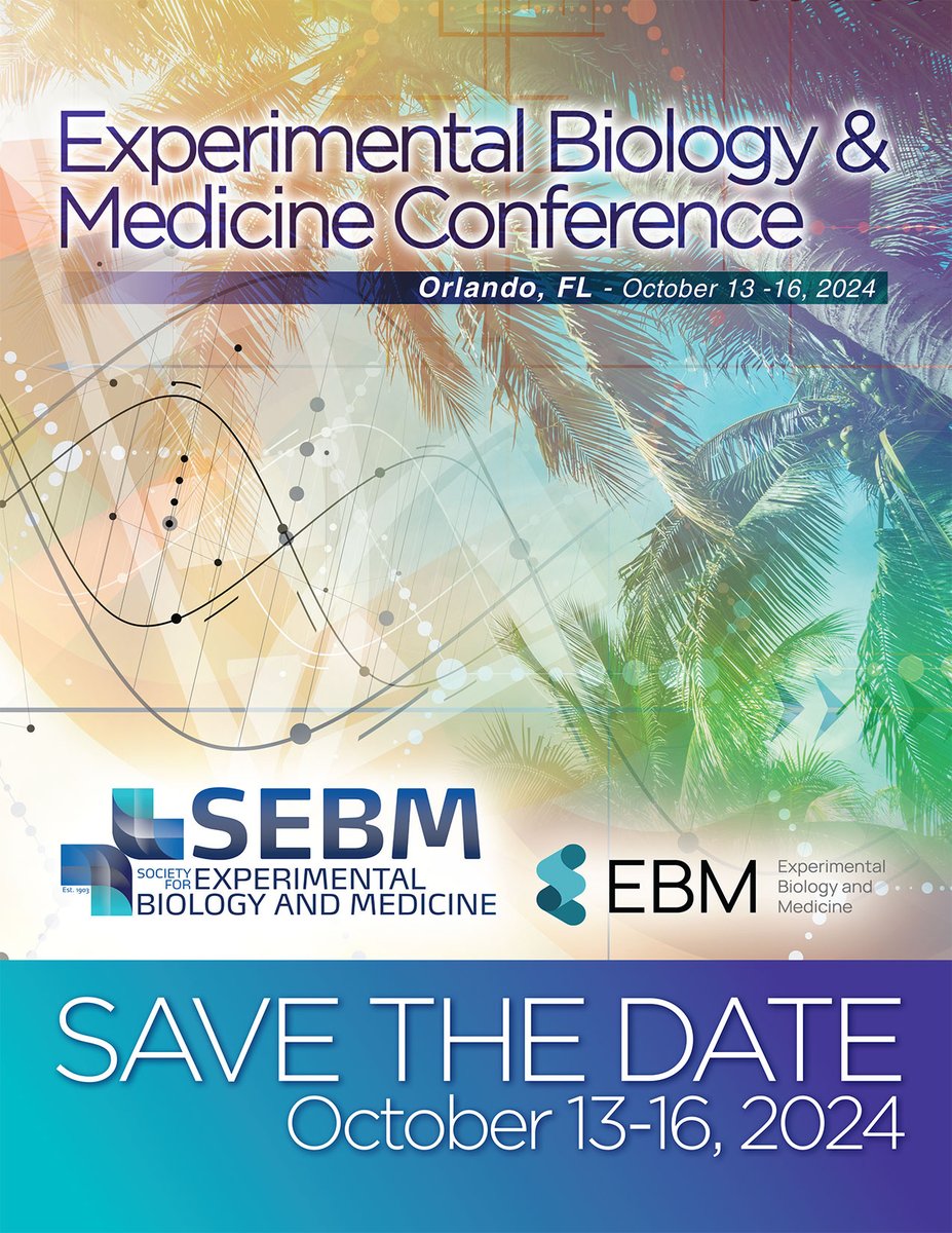 SocExpBioMed's tweet photo. Have you heard! We will be hosting the first #Expiremental #Biology and #Medicine #Conference in #Orlando October 13-16, 2024. Make sure to #savethedate and be on the look for registration information in the coming weeks. Learn more by visiting https://t.co/UmrpKkQemj https://t.co/uFdoOBVR3X