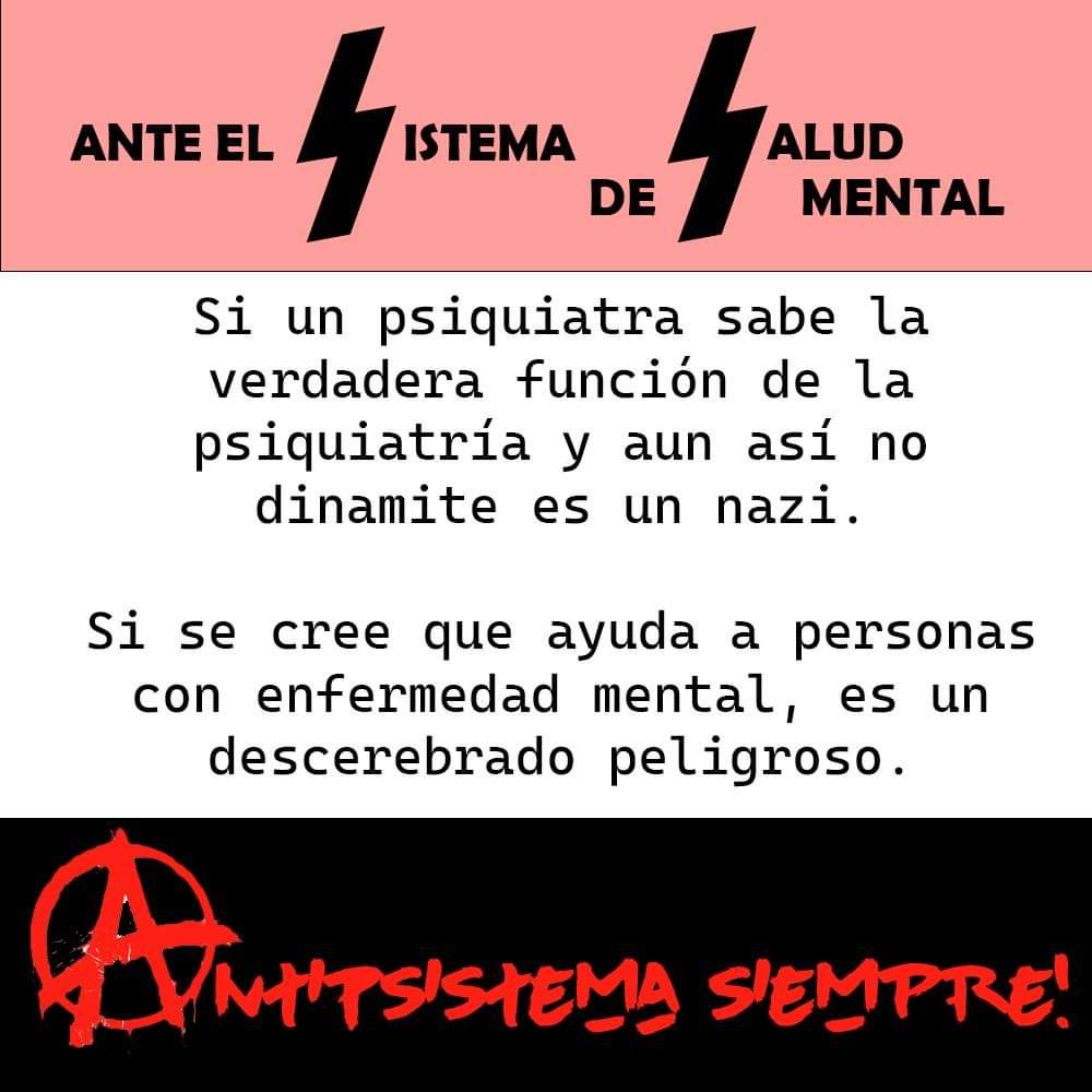 AccionDemente's tweet photo. @psiquiatraca @_Psicario Ignorantes porque no creemos en vuestros dogmas DSM, CIE? Que los hemos sufrido en modo de torturas, que hemos perdido a personas cercanas por la psiquiatrizacion y que casi también nos arrebatan la vida e identidad.
#AntiPsistema #APAB #FarMafia #PsistemaMata https://t.co/Yep6OPUy0v