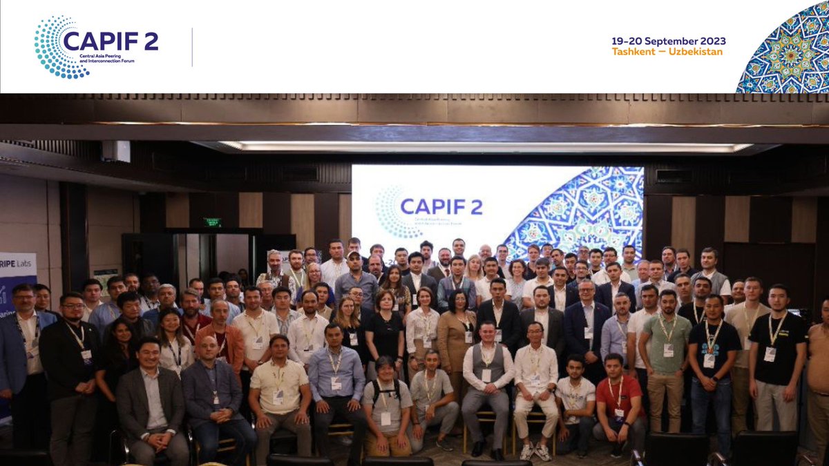 ripencc's tweet photo. Rahmat Tashkent! Our second Central Asia Peering and Interconnection Forum (#CAPIF2) saw 225 attendees from 19 countries and many interesting discussions on regional cooperation, #IXPs, #peering, #IPv6 and more. A big thank you to all our attendees, speakers, hosts and sponsors! https://t.co/02D4aIpDyy