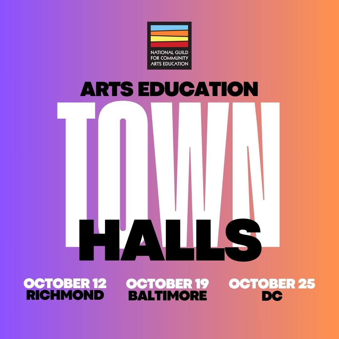 Dive into community arts education with our Town Hall series beginning in October!
🖌️ Richmond (Oct 12)
🖌️ Baltimore (Oct 19)
🖌️ Washington DC (Oct 25)
Deepen connections, share insights and explore Guild benefits &amp; more! 
RSVP: 🔗 nationalguild.org/events
#CommunityArtsEd