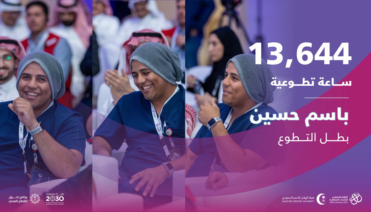 بذل الوقت والجهد واستحق التكريم🎖
البطل "باسم حسين" صاحب أكثر مجموع من ساعات التطوع✨

#المؤتمر_السعودي_للخدمات_الإسعافية