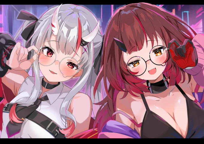 #ロボ子Art #百鬼絵巻涙めがね角コンビ! 
