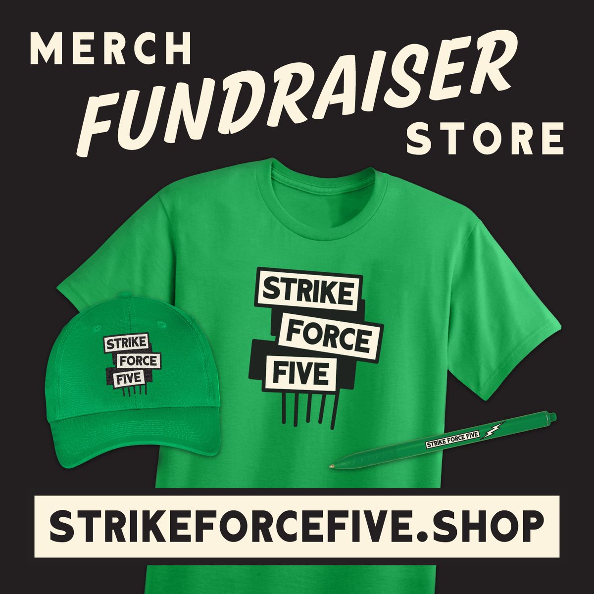 By popular demand, @StrikeForceFive merch is available now.  strikeforcefive.shop  @JimmyFallon @SethMeyers @StephenAtHome @IamJohnOliver