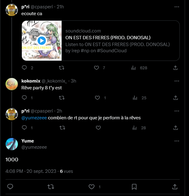 cpasperi's tweet photo. jai besoin de 1000 rt pour performer a la reves party 8..
JE REPETE ⚠️
J'AI BESOIN DE 1000 RT POUR PERFORMER A LA REVES PARTY 8 🏴‍☠️ A VOS RT 💯🔞 https://t.co/UiHkMOHGwM