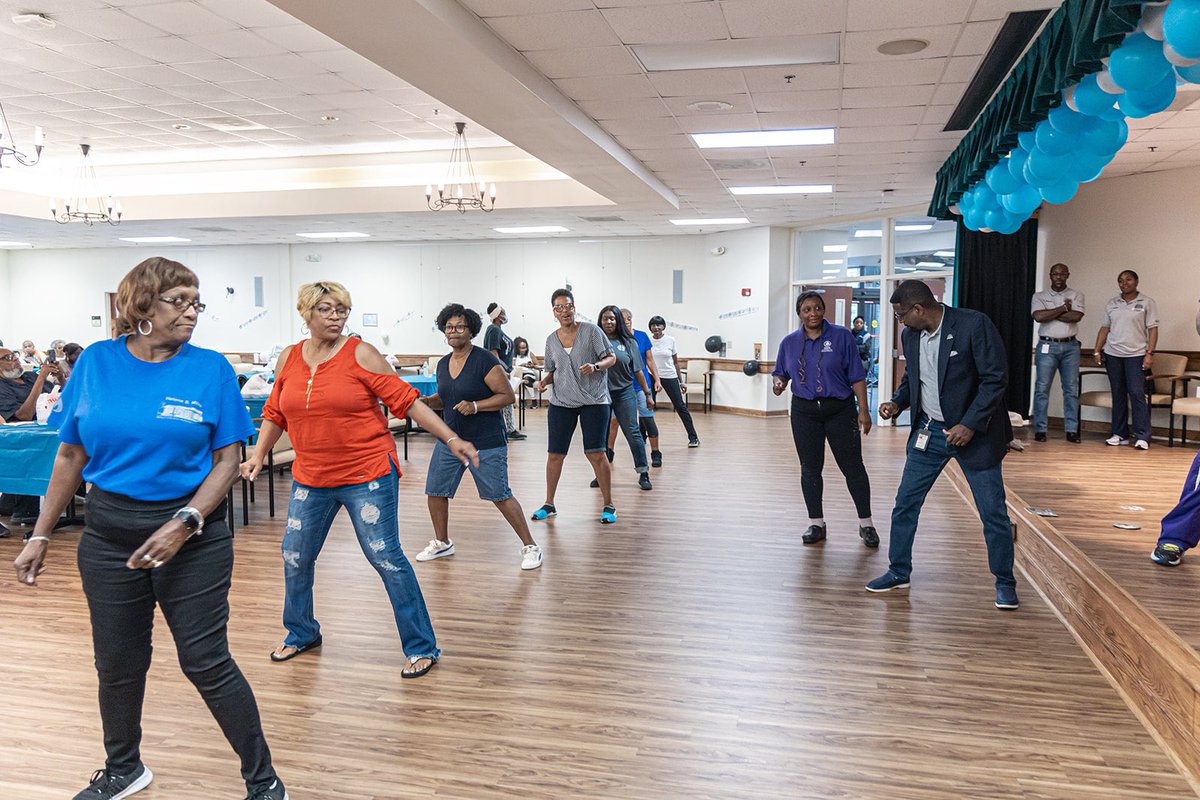fulcoclerk's tweet photo. On behalf of the Honorable Madam Clerk Chè Alexander, our #peoplepurposepassion team joined in on some line dancing fun 🪩 and celebrated Helene S. Mills Senior Multipurpose Facility’s 21st Anniversary. https://t.co/FwEMrwAMGt