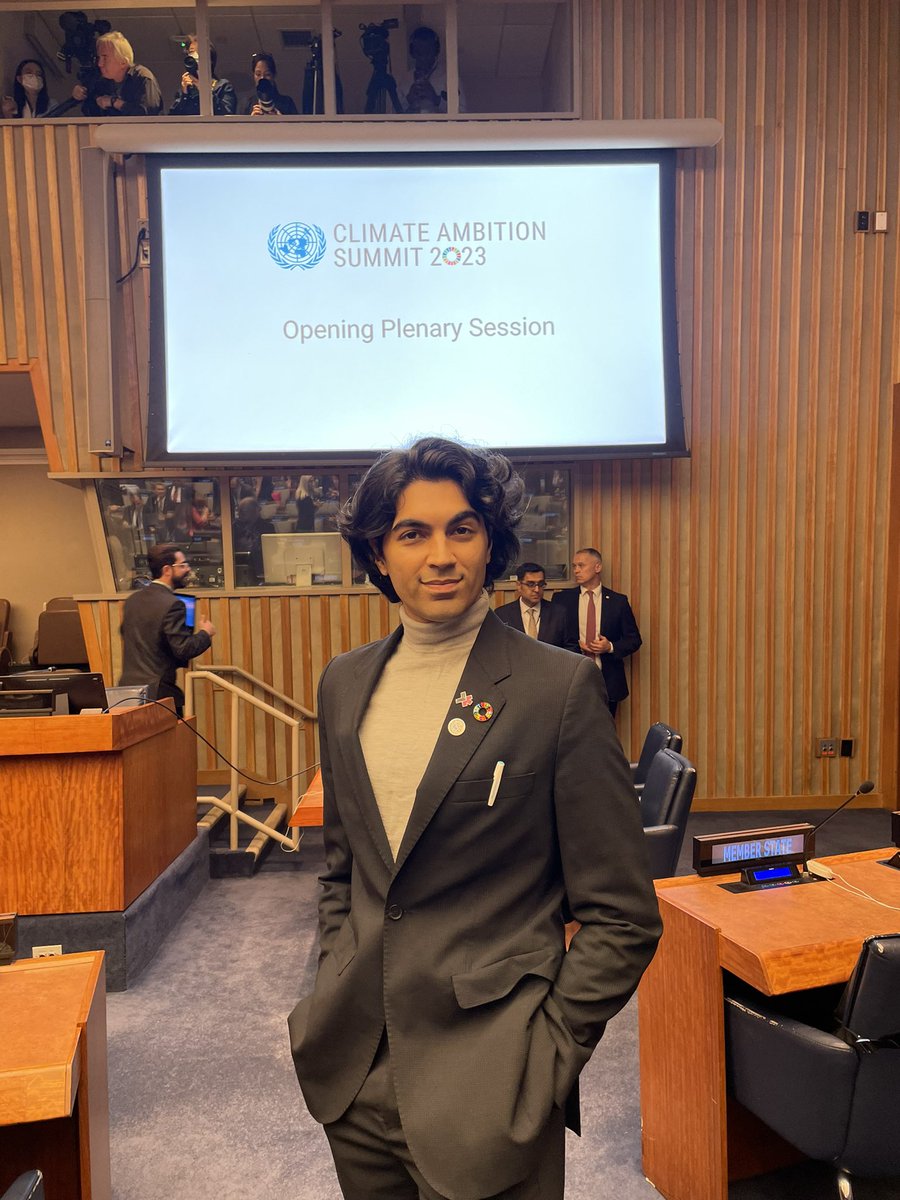 Today I am at the United Nations for the Secretary General’s Climate Ambition Summit. Nations are only allowed to speak if they have made major new commitments to #ClimateAction. I’m in the room with leaders from around the world. If they fail us, they fail the planet too.