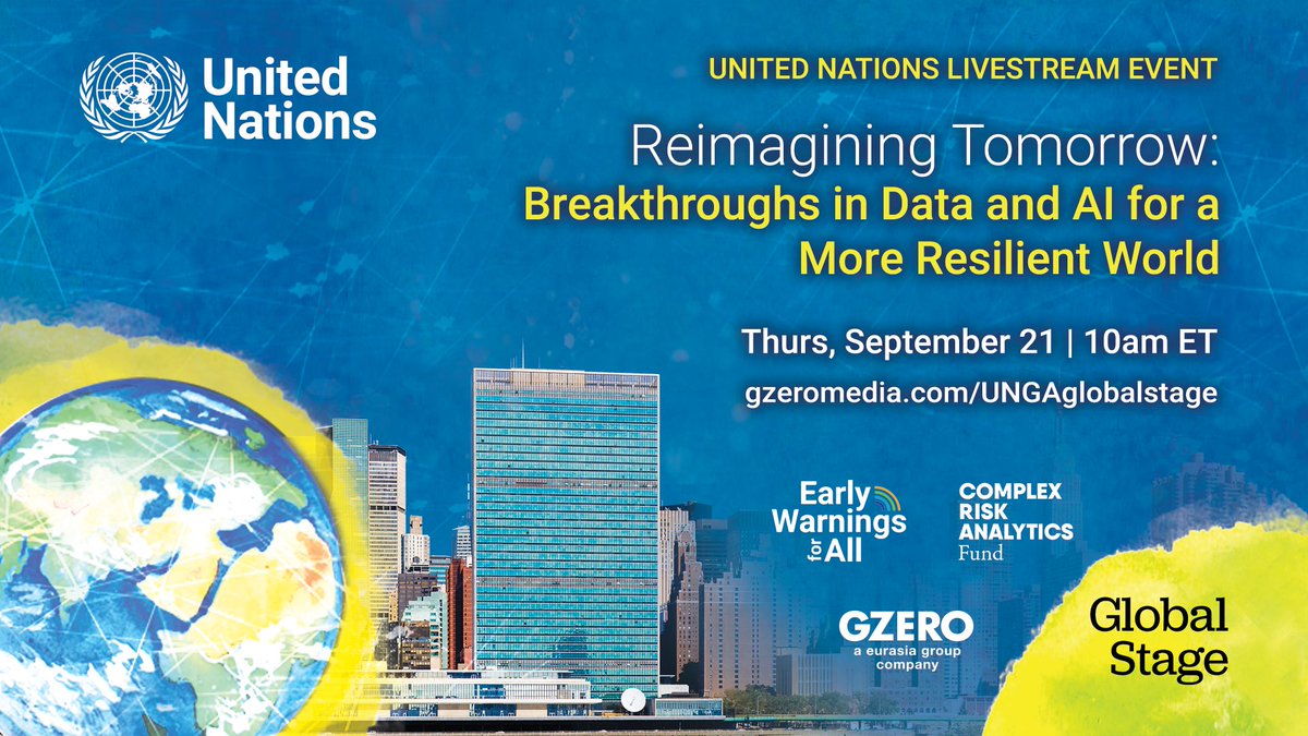 @jacindaardern @BradSmi @ianbremmer @RahelSolomonCNN @MSFTIssues Want more expert insight on how AI will transform our world? We're back tomorrow at 10am ET, live from the UN Join the conversation with global leaders & experts including @HeadUNDRR, @AminaJMohammed, @AxelVT_WB, @EroComfort, @BradSmi & @ianbremmer: gzeromedia.com/ungaglobalstage