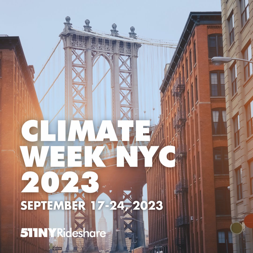 🌍✨ Fight climate change during #ClimateWeek2023! You can join the cause by carpooling, using public transit, or walking this week to choose #SustainableCommutes 

Check out our website for green transportation resources! 511nyrideshare.org/en/sept