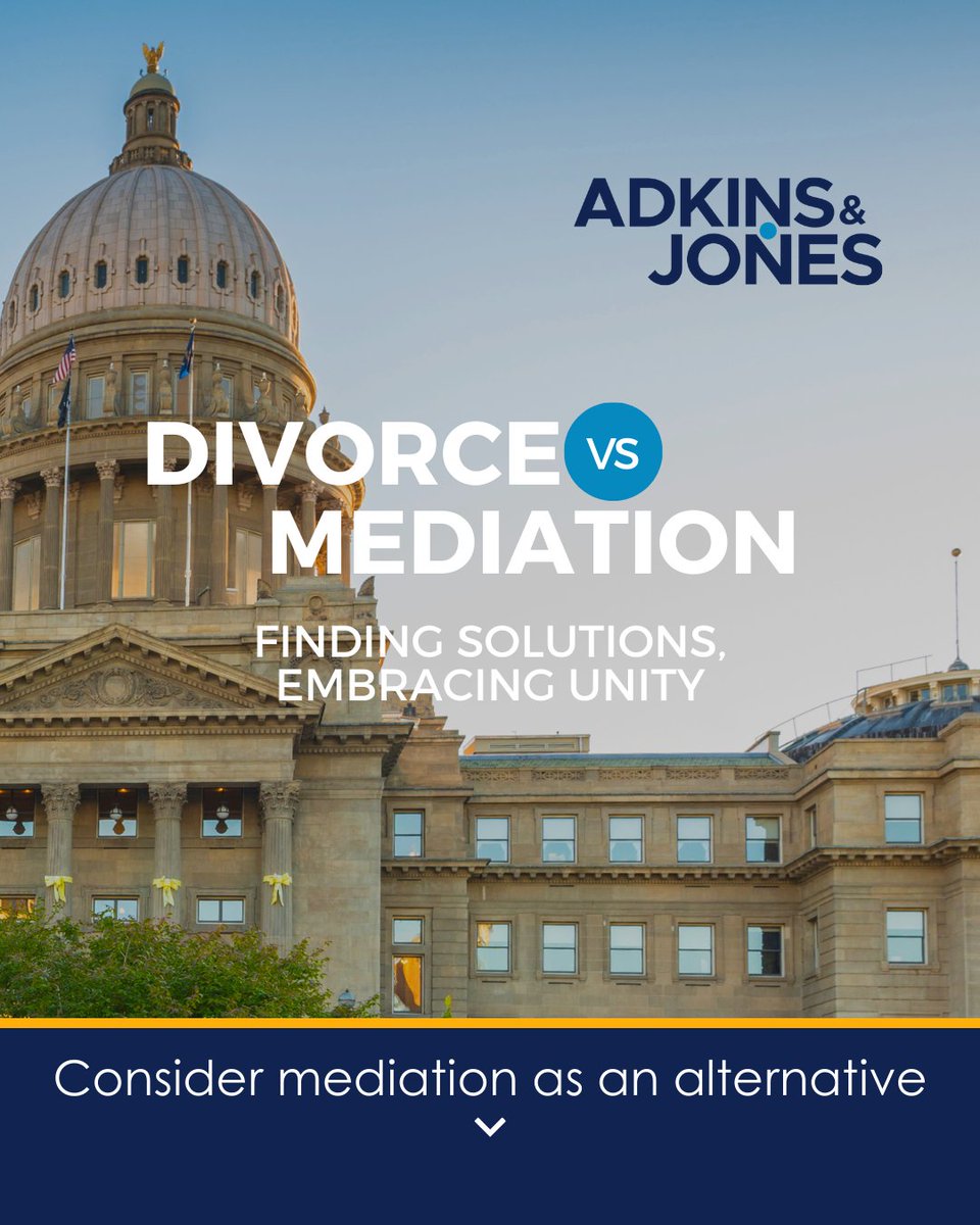 AdkinsandJones's tweet image. Explore a better way to divorce with mediation! Collaborate with a neutral expert for a harmonious separation.

💪 Empower yourself and book an appointment at adkinsandjones.com.

#DivorceMediation #Empowerment #PositiveSolutions