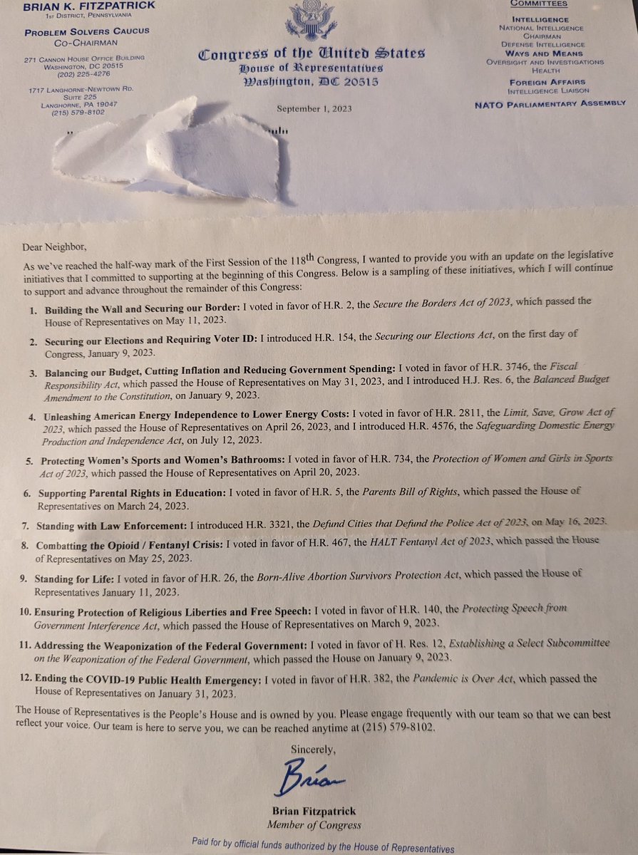 RibelleInPA's tweet photo. @RepBrianFitz @NatlHeadStart This is the truth about MAGA Brian Fitzpatrick and his sick twisted radicalized extreme record. Only sent to he republican supporter in an ongoing effort to fool his constituents. https://t.co/QAeqii54tr
