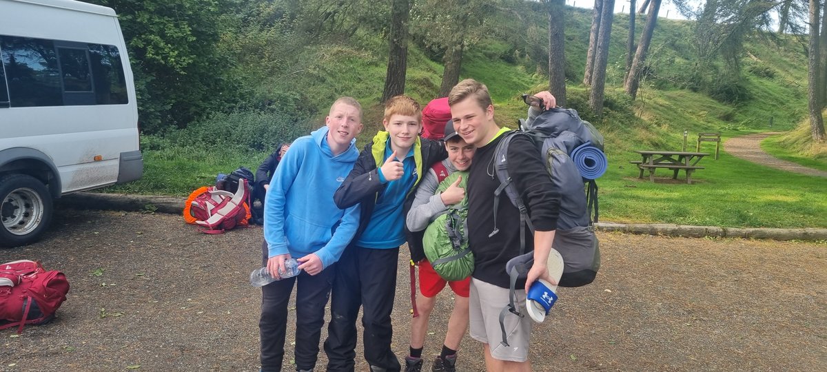 LochendWiderA's tweet photo. Day 3! What a night! High winds and driving rain kept many of us awake, thankfully the tents did their job and kept us dry! Tired today but they made it! Lots of sleepy heads on the bus home! 
@LochendHigh @DofEGlasgow @AspenOutdoors https://t.co/v8XduqwW3k