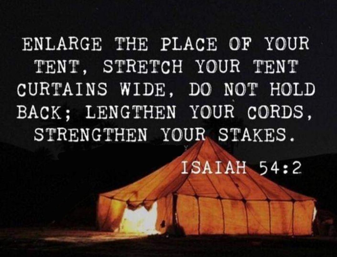Liz_529's tweet photo. "Enlarge the place of your tent, and let them stretch out the curtains of your dwellings; Do not spare;
Lengthen your cords,
And strengthen your stakes. For you shall expand to the right and to the left, and your descendants will inherit the nations, And make the desolate cities inhabited." - Isaiah 54:2-3

In this season He is calling you into deeper places in His Spirit, where you have never been before. He has forged you in the fire and prepared you within the trials and tribulations you have faced in the past, and a depth, width, and height of His anointing and glory has been formed inside of you, all the while you journeyed through the times of disappointment, betrayal and loss.

You carry an authority that the enemy must bow down to. As you make more room for Him, there is a fire burning inside of you. He will take what the enemy meant for evil and He will vindicate you with His power and pull you into those deeper places, and you will use that authority to gain great territory and new land.