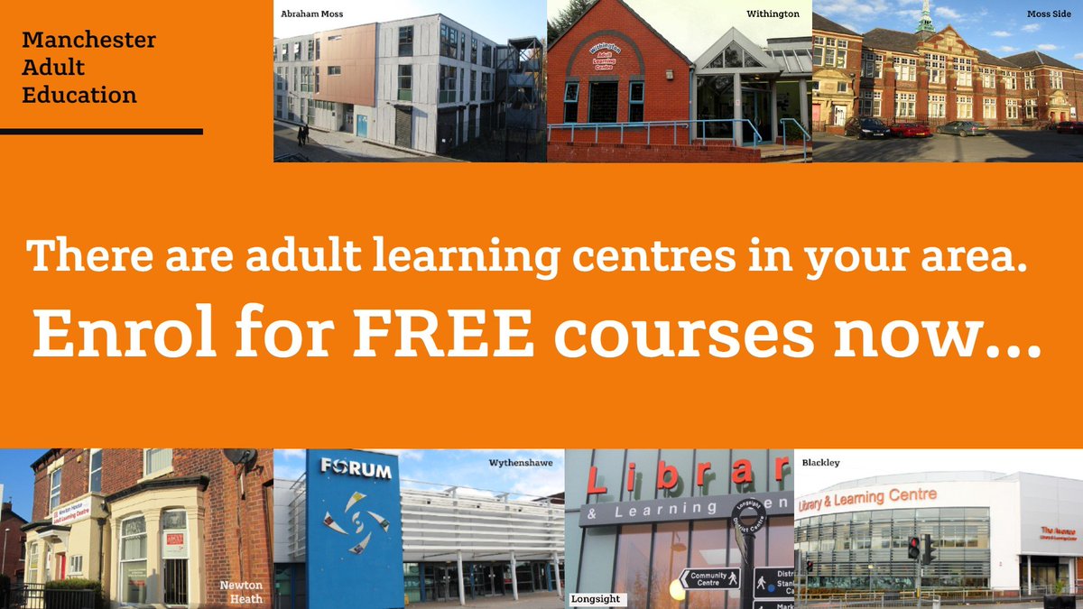 Manchester Adult Education service has a centre near you, offering FREE courses in English, Maths, digital skills and more.

See courses: manadulted.org.uk