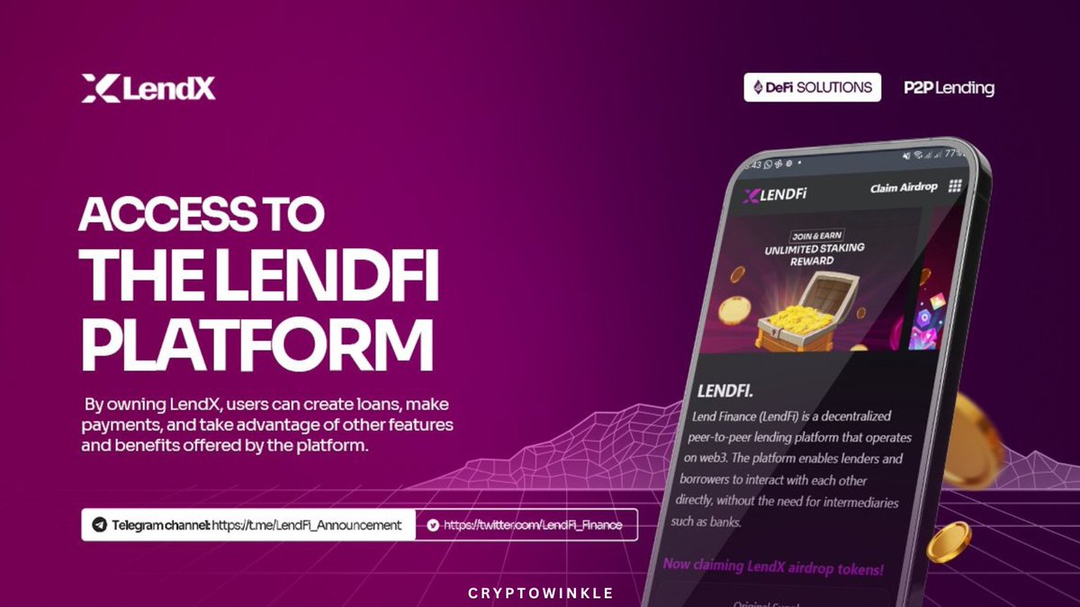 CryptoWinkle's tweet photo. LendFi: The leading lending platform making DeFi easy!🥳

@LendFi_Finance is a decentralized peer-to-peer lending solution on Web3, connecting lenders &amp; borrowers directly, cutting out the middlemen like banks.✅🌐

ℹ️https://t.co/KgjJYw3C4t

#LendFi #Staking #Crypto #LendFinance https://t.co/LXMI3U0rbB