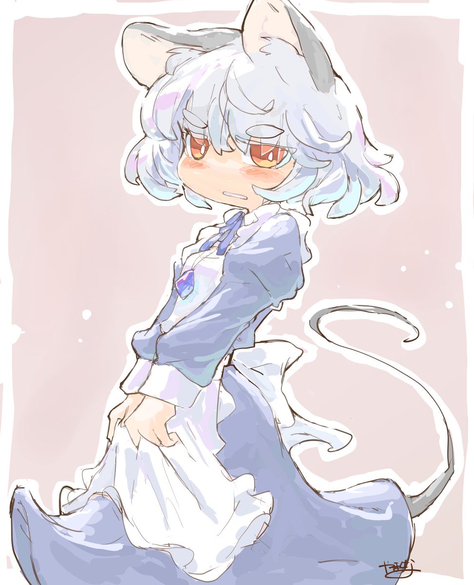 nazrin 1girl mouse ears animal ears solo tail mouse tail apron  illustration images