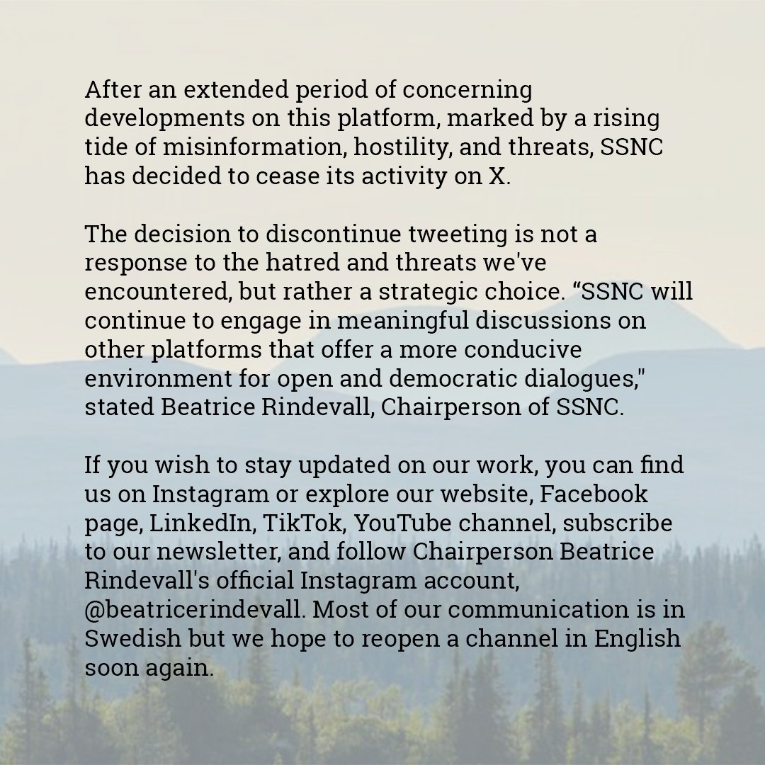 SSNC will cease its activity on X (former Twitter).