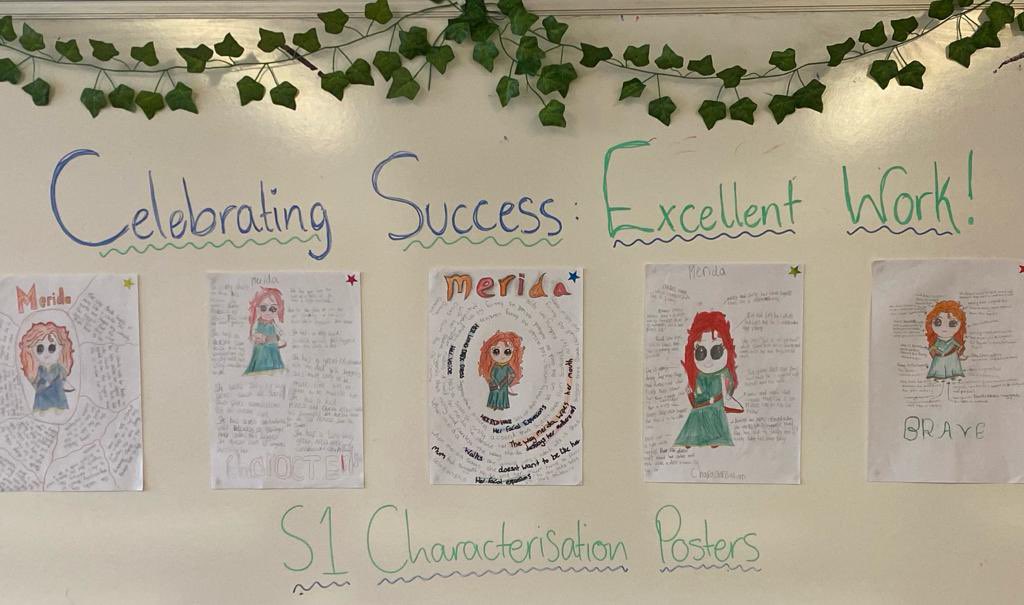 1R1 were feeling super BRAVE with their characterisation in Mrs McGarrity’s class! Check out these fantastic Merida posters 🐻✏️👩🏻‍🏫 #celebratingsuccess #DyceEnglish