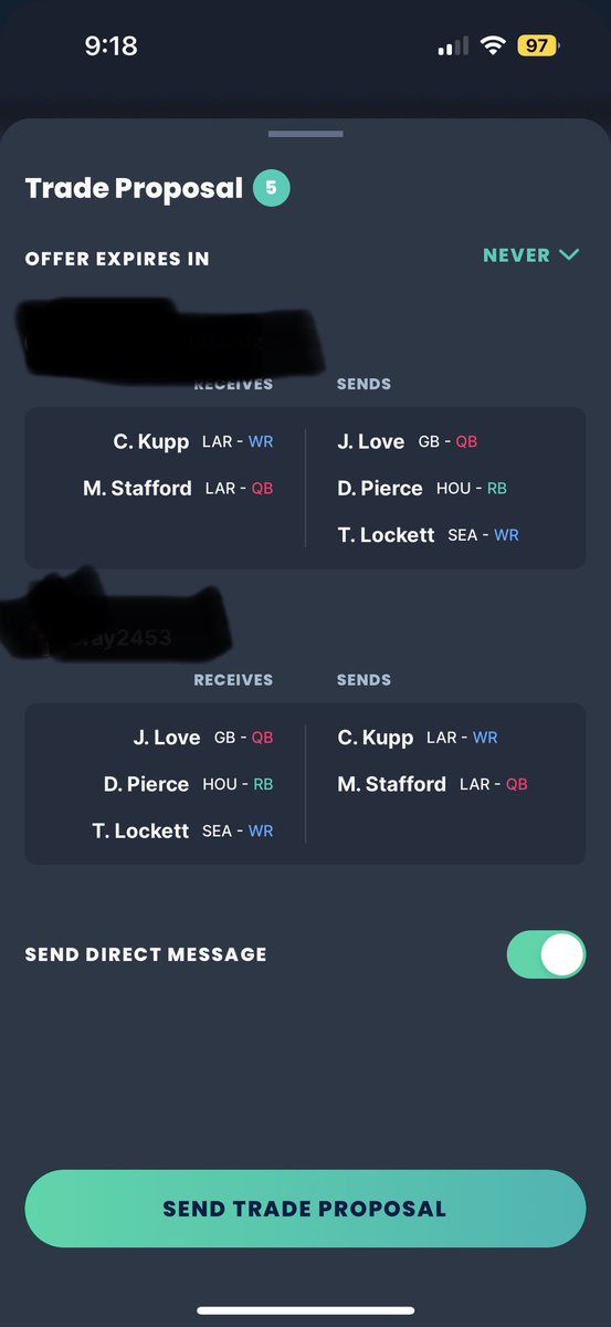 GarayFamCardz's tweet image. Should I do this trade? I’m trading away Love Pierce Lockett.
#FantasyFootball #ffnow #fantasylive