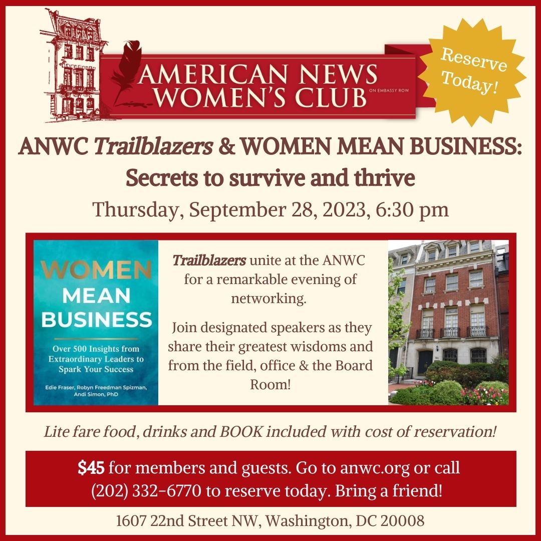 Are you joining us for the networking event of the season? Reserve today! Go to anwc.org or Venmo @ NewsWomens-Club.