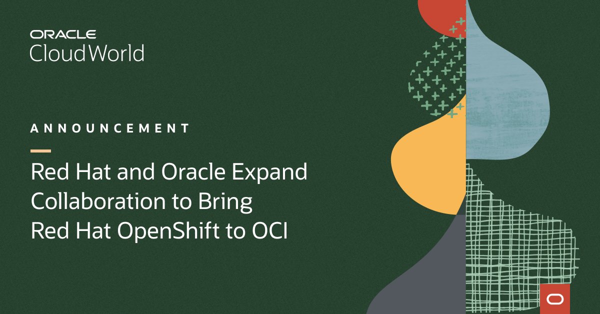 scrossoracle's tweet image. By supporting and certifying @RedHat OpenShift to run on OCI, @Oracle is giving customers more choice in deploying applications on #OCI: social.ora.cl/6019PhasB #CloudWorld